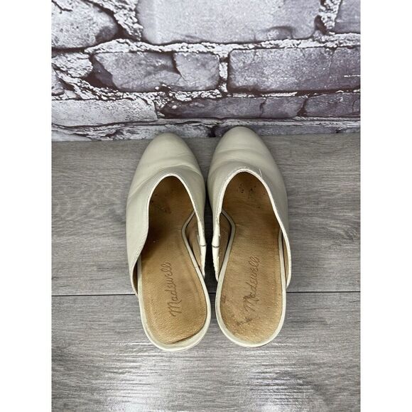 Madewell The Harper Ivory Leather Mules Stacked Heels Women 8M US/39EU J8560 - Picture 5 of 16